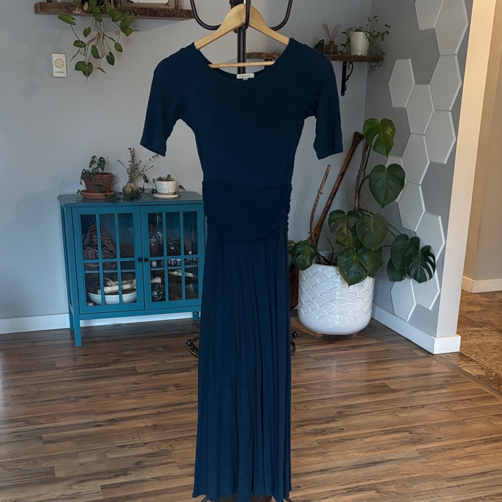 Bordeaux Deep Blue Long Sleeve Dress